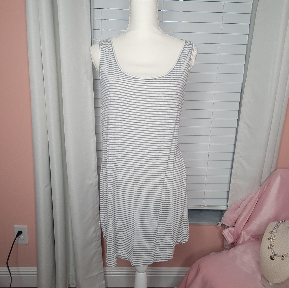 Striped Sleeveless Swim Coverup
